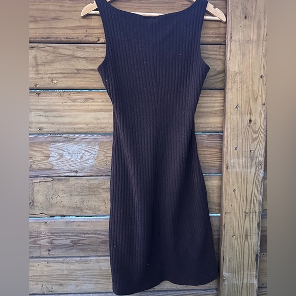 Vintage Brown Boat Neck Sweater Dress - Picture 4 of 6